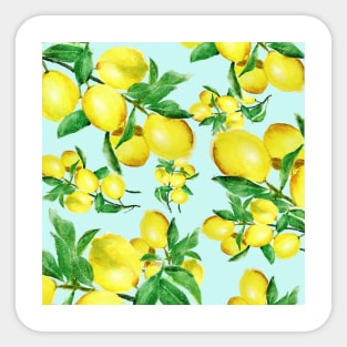 yellow lemon in blue background Sticker